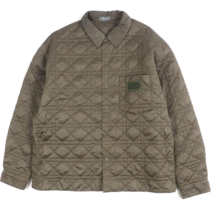 極美品▼DIOR ディオール オム 313C509BA767 ロゴワッペン ロゴ入りボタン カナージュキルティング ジャケット カーキ 54 正規品 メンズ Dior HOMME 極美品▽DIOR ディオール オム 313C509BA767 ロゴワッペン