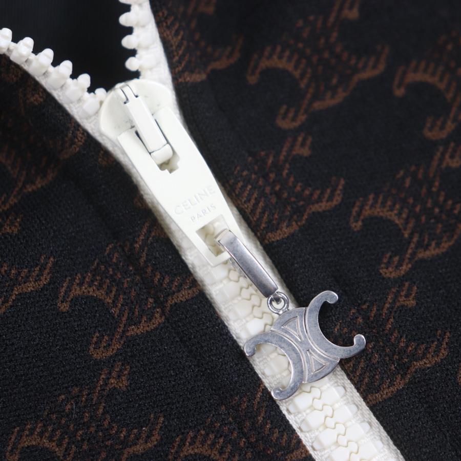 極美品▼CELINE セリーヌ 23SS 2Y74A366 モノグラム トリオンフ チャーム ロゴ刺繍 ZIPUP トラックスーツジャケット ブラウン S 正規品の画像