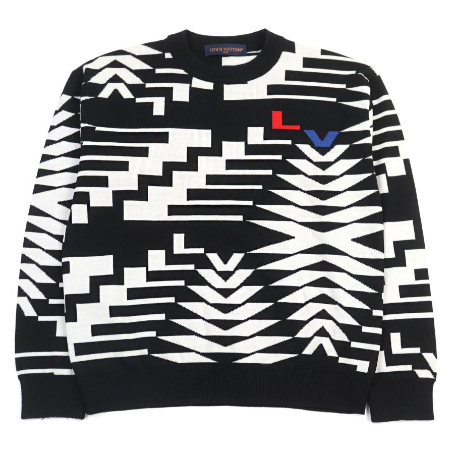 美品 大きいサイズXL ルイヴィトン ニット LVロゴ ショールカラー