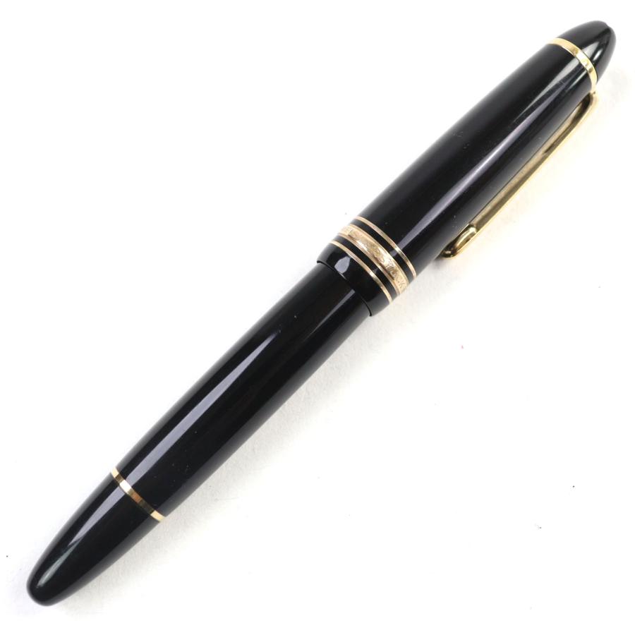 美品○MONTBLANC モンブラン マイスターシュテュック 146 14K Fニブ ロゴ刻印 ホワイトスター 吸引式 万年筆 ブラック ゴールド ドイツ製 MONTBLANC（モンブラン） 美品○MONTBLANC マイスターシュテュック 146