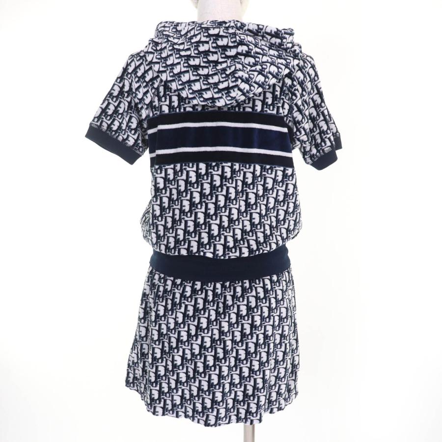 極美品☆Christian Dior クリスチャンディオール 21SS 123R02A4022 オブリーク ベロア パーカードレス ワンピース ネイビー XS 正規品の画像
