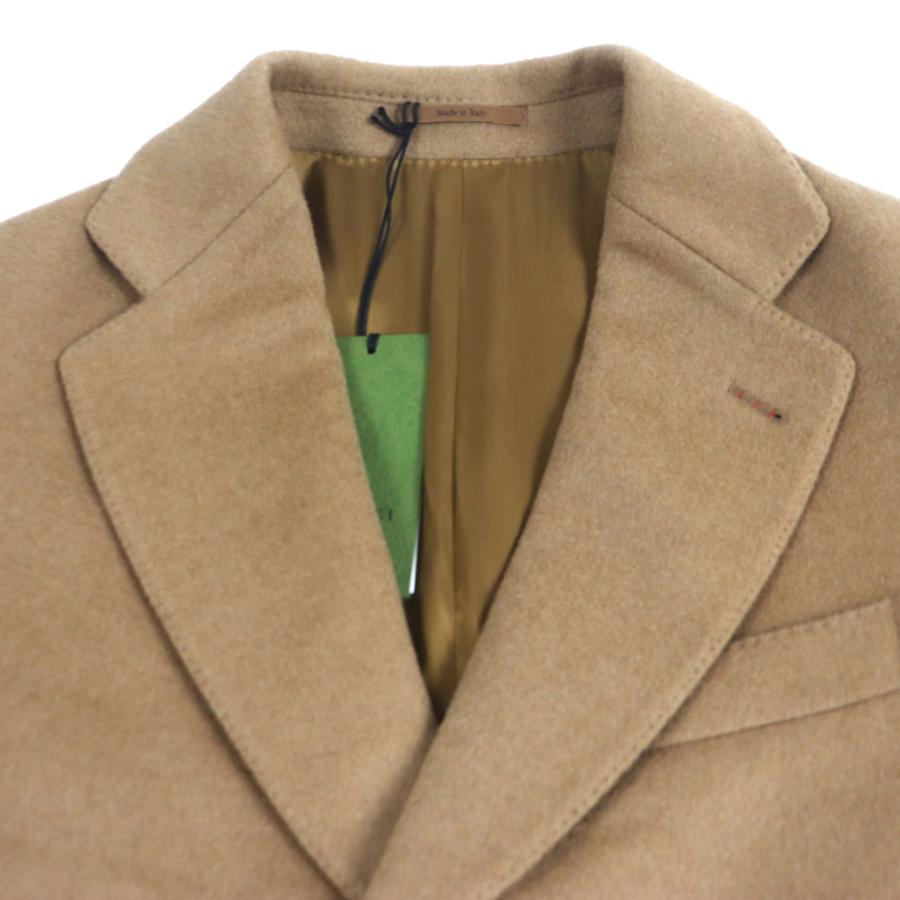 未使用品▼GUCCI グッチ 23AW 753089 キャメルヘアー100% シティラベル ロゴ入りボタン シングル チェスターコート ブラウン 44 ハンガー・ガーメント付き イタリア製 正規品 メンズ GUCCI（グッチ） 未使用品▽GUCCI 23AW 753089 キャメルヘアー100
