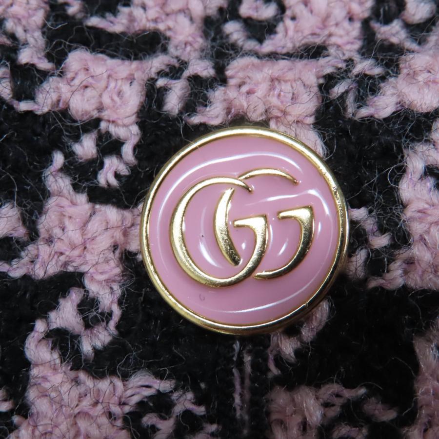 GUCCI（グッチ） 未使用品☆GUCCI 674323 ウール GGボタン 千鳥格子柄