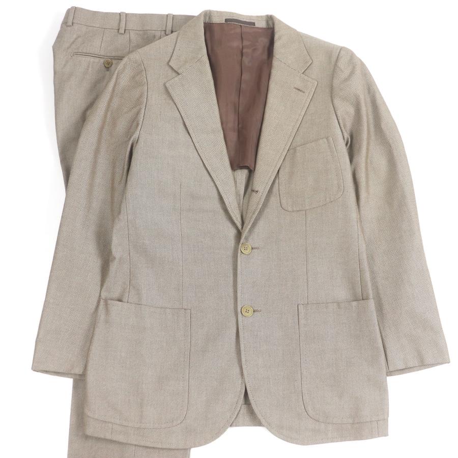 美品□ISAIA イザイア コットン100％ シングルスーツ ブレザー/スラックス 上下セットアップ ブラウン 48 イタリア製 メンズオススメ 美品□ISAIA イザイア コットン100％ シングルスーツ ブレザー