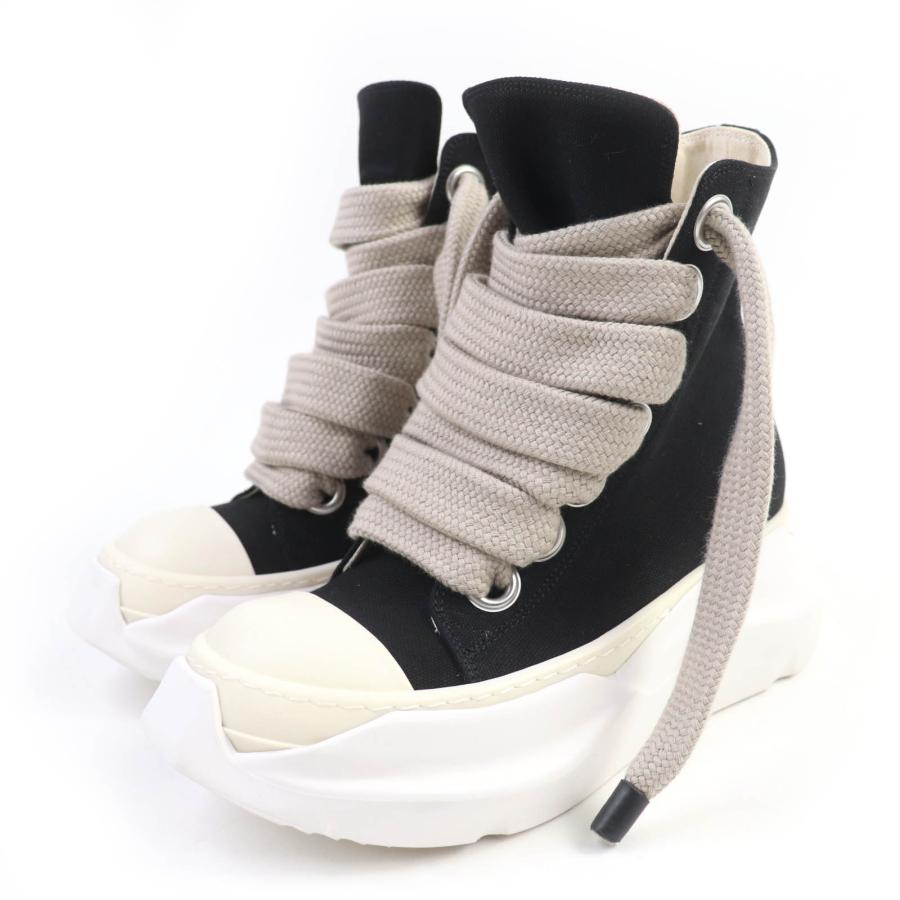 極美品☆Rick Owens リックオウエンス 69773 JUMBO LACES ABSTRACT SNEAK キャンバス ハイカットスニーカー ブラック 36 伊製 レディース 極美品☆Rick Owens リックオウエンス 69773 JUMBO LACES ABSTRACT