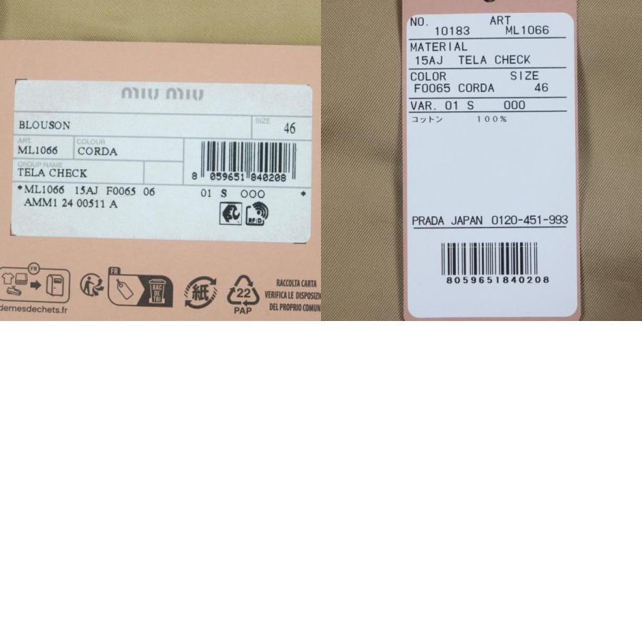 未使用品▽Miu Miu ミュウ 25SS ML1066 チェックキャンバス ロゴ