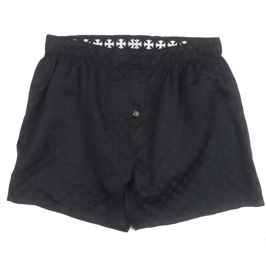 美品▼クロムハーツ 407176342 シルク100% クロスモノグラム BSフレアボタン ボクサーショーツ ショートパンツ L USA製 正規品 メンズ 美品▽クロムハーツ 407176342 シルク100% クロスモノグラム BSフレア