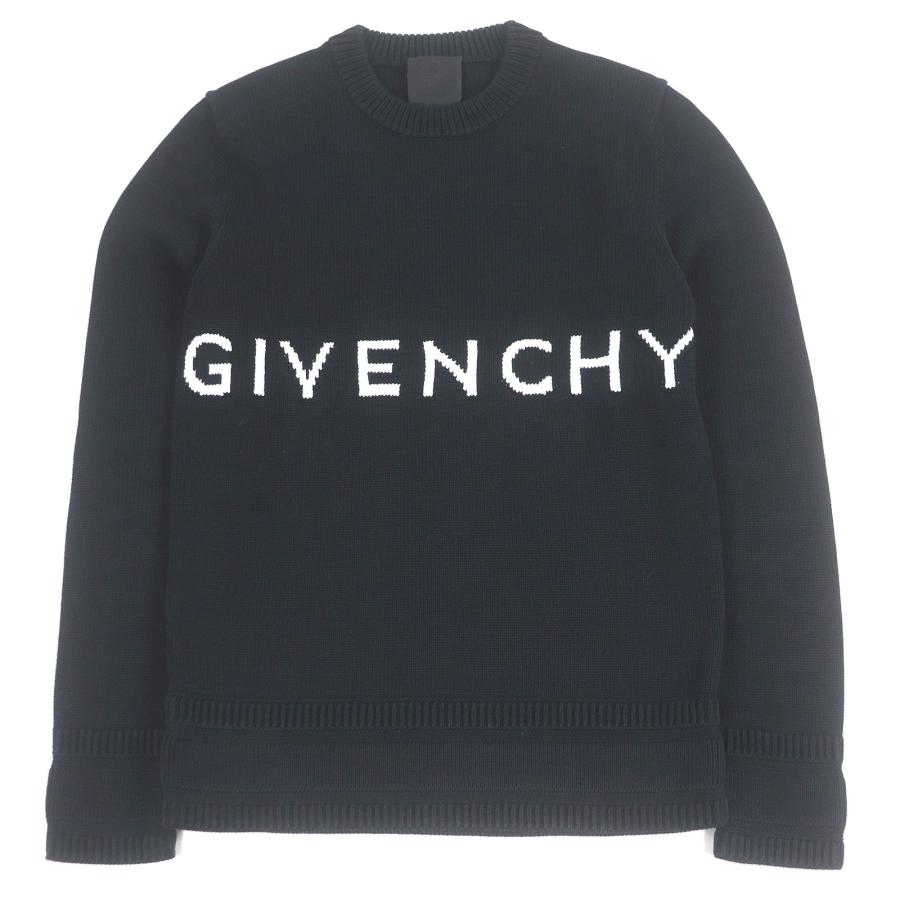 ジバンシィ 22SS ニット セーター ロゴ S ブラック BM90G9401M 美品□GIVENCHY ジバンシィ 22SS BM90G9401M コットン100％ 4Gロゴ