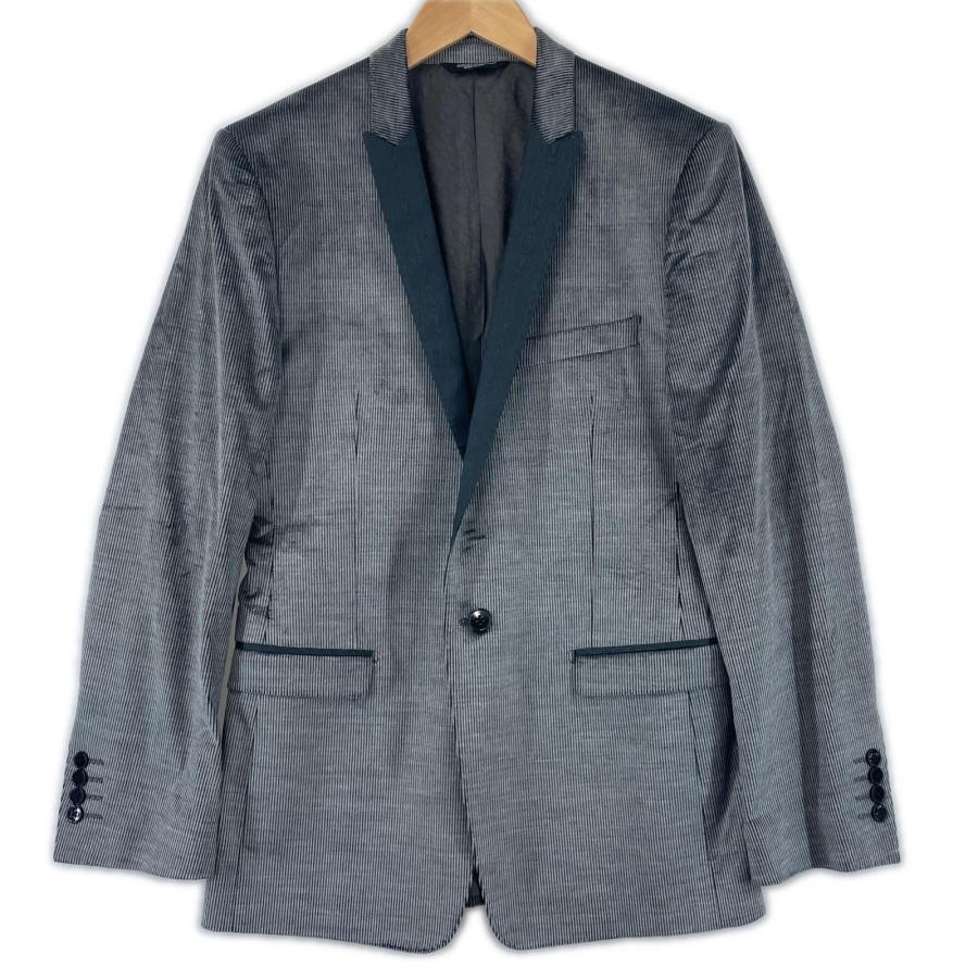 極美品▲DOLCE&GABBANA ドルチェ＆ガッバーナ GOLD シルク混 ナローラペル シングル  テーラードジャケット グレー 44 伊製 正規品 極美品△DOLCE&GABBANA ドルチェ＆ガッバーナ GOLD シルク混