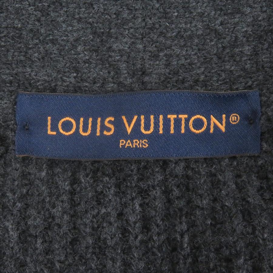 極美品□LOUIS VUITTON ルイヴィトン 25SS カシミヤ混 ショールカラー ロゴレザーパッチ ニットカーディガン グレー L イタリア製 正規品 メンズ LOUIS VUITTON（ルイ・ヴィトン） 極美品□LOUIS VUITTON 25SS