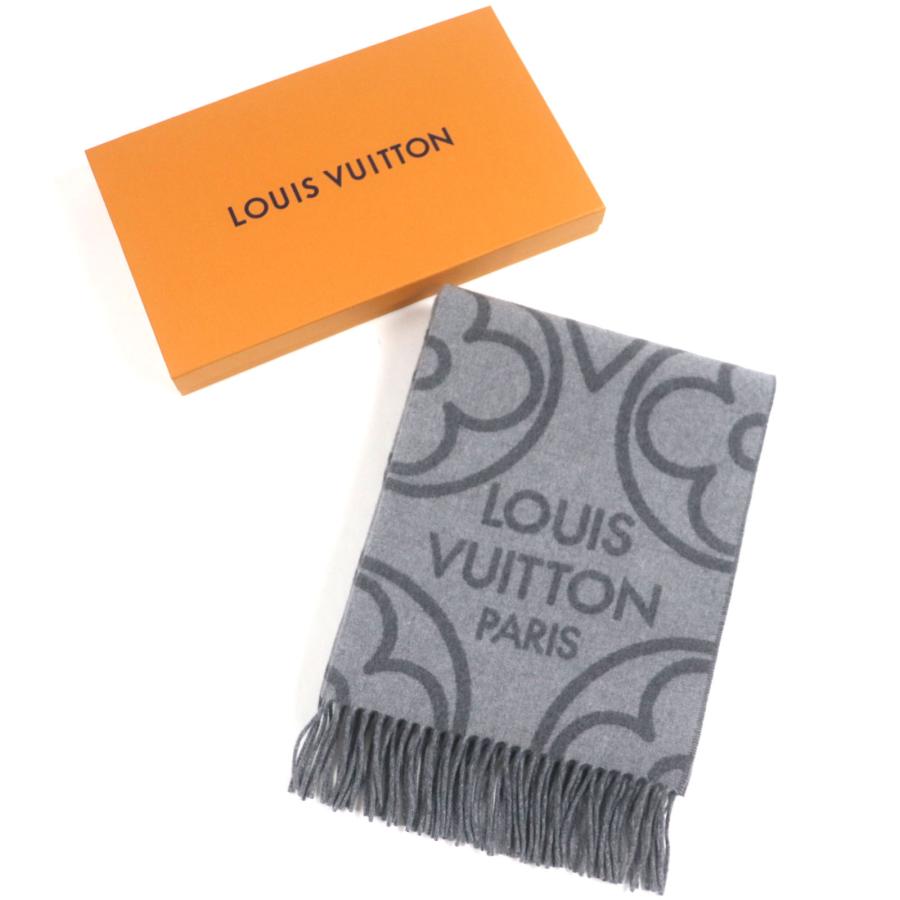 LOUIS VUITTON ウールマフラー グレー 箱付き 【公式通販】