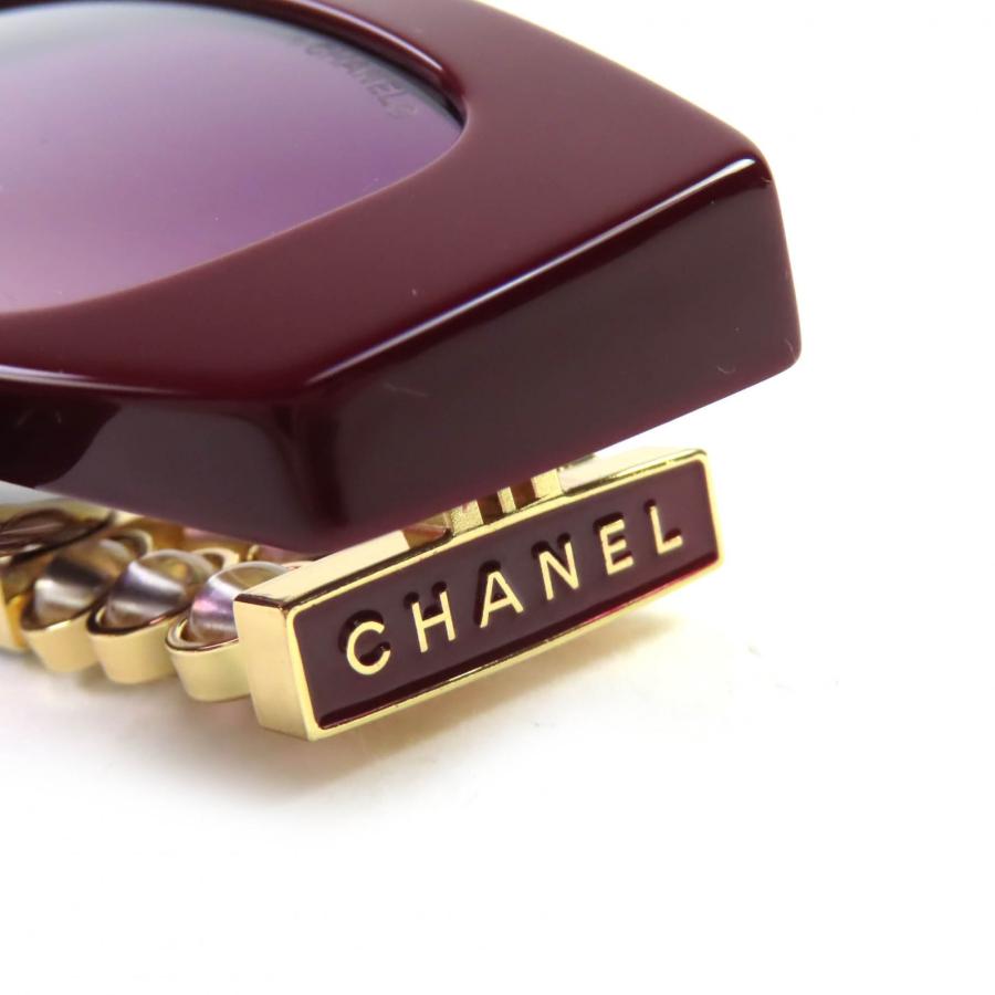 極美品△CHANEL シャネル 5544-A ココマーク オーバル シェイプ アイウェア サングラス バーガンディ ゴールド 53□17 140 デモレンズの画像