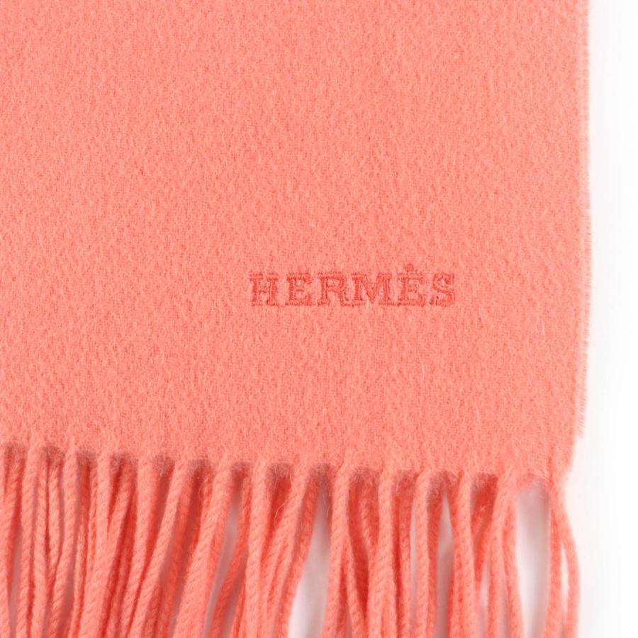 HERMES（エルメス） 良品☆HERMES カシミヤ100％ ロゴ刺繍・フリンジ付 