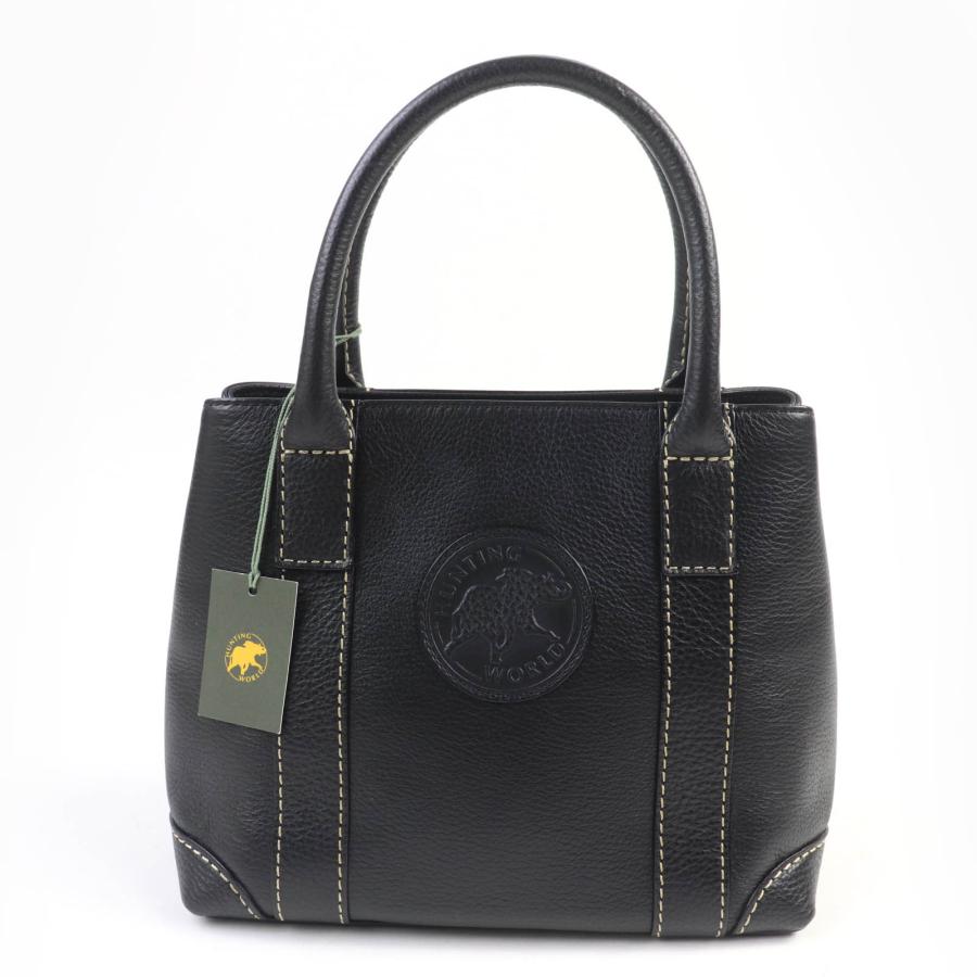 未使用品☆HUNTING WORLD ハンティングワールド TAIMA ロゴ入り ステッチデザイン オールレザー ハンドバッグ ブラック レディース 未使用品☆HUNTING WORLD ハンティングワールド TAIMA ロゴ入り