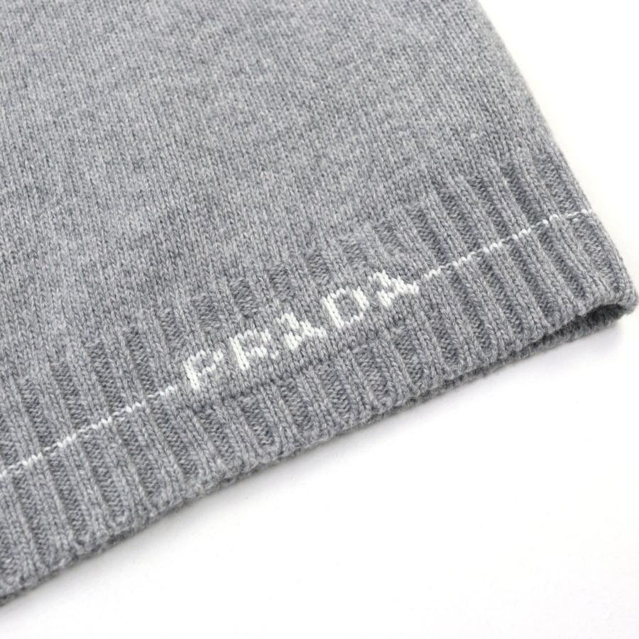 美品○PRADA プラダ 2021年製 P24M2A バージンウール カシミヤ ロゴ刺繍 クルーネック ニット セーター グレー 42 正規品 メンズおすすめの画像