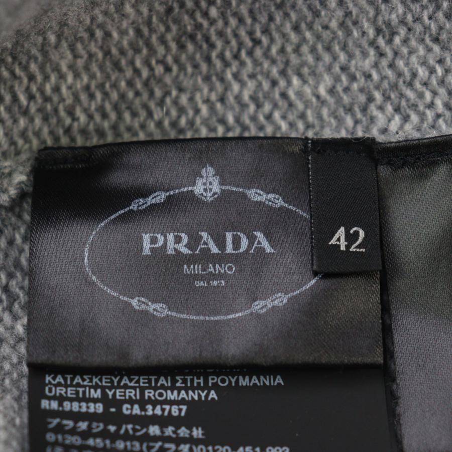 美品○PRADA プラダ 2021年製 P24M2A バージンウール カシミヤ ロゴ刺繍 クルーネック ニット セーター グレー 42 正規品 メンズおすすめの画像