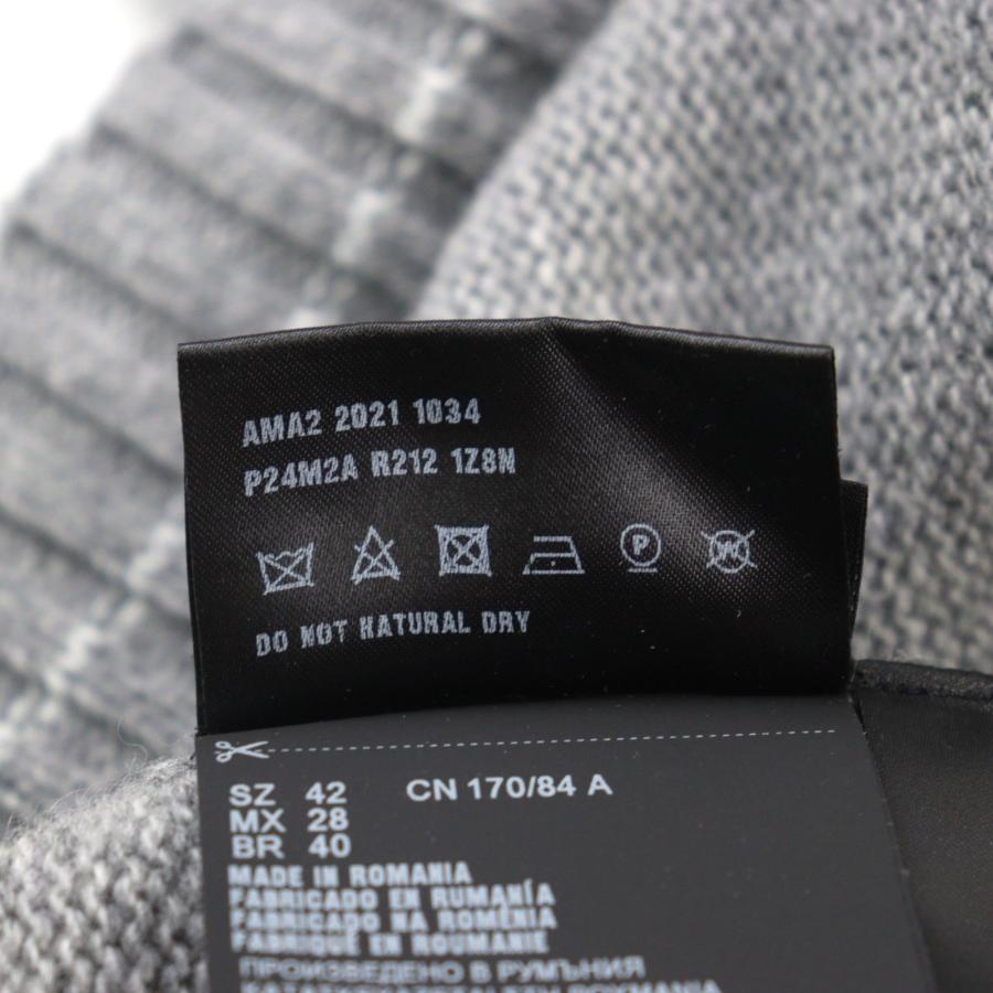 美品○PRADA プラダ 2021年製 P24M2A バージンウール カシミヤ ロゴ刺繍 クルーネック ニット セーター グレー 42 正規品 メンズおすすめの画像