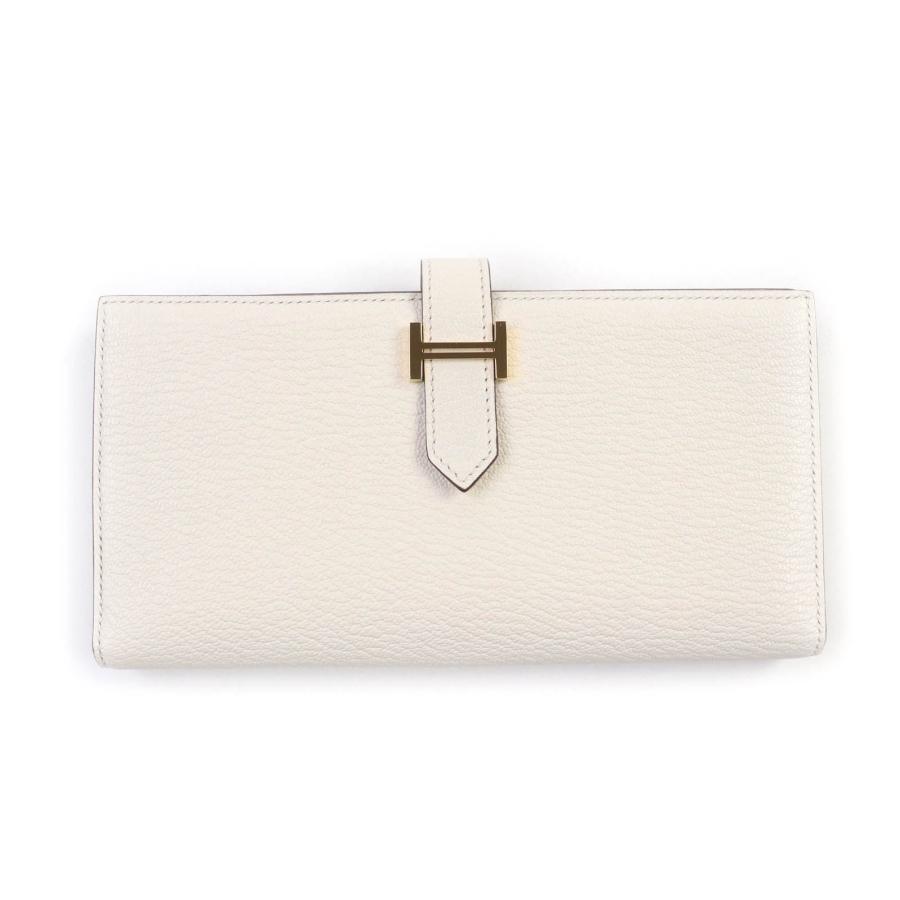 極美品☆HERMES エルメス ベアン スフレ シェーブルミゾル ナタ ゴールド金具 ロングウォレット 長財布 W刻印 フランス製 レディース 箱付き HERMES - 極美品☆HERMES エルメス ベアン スフレ シェーブルミゾル