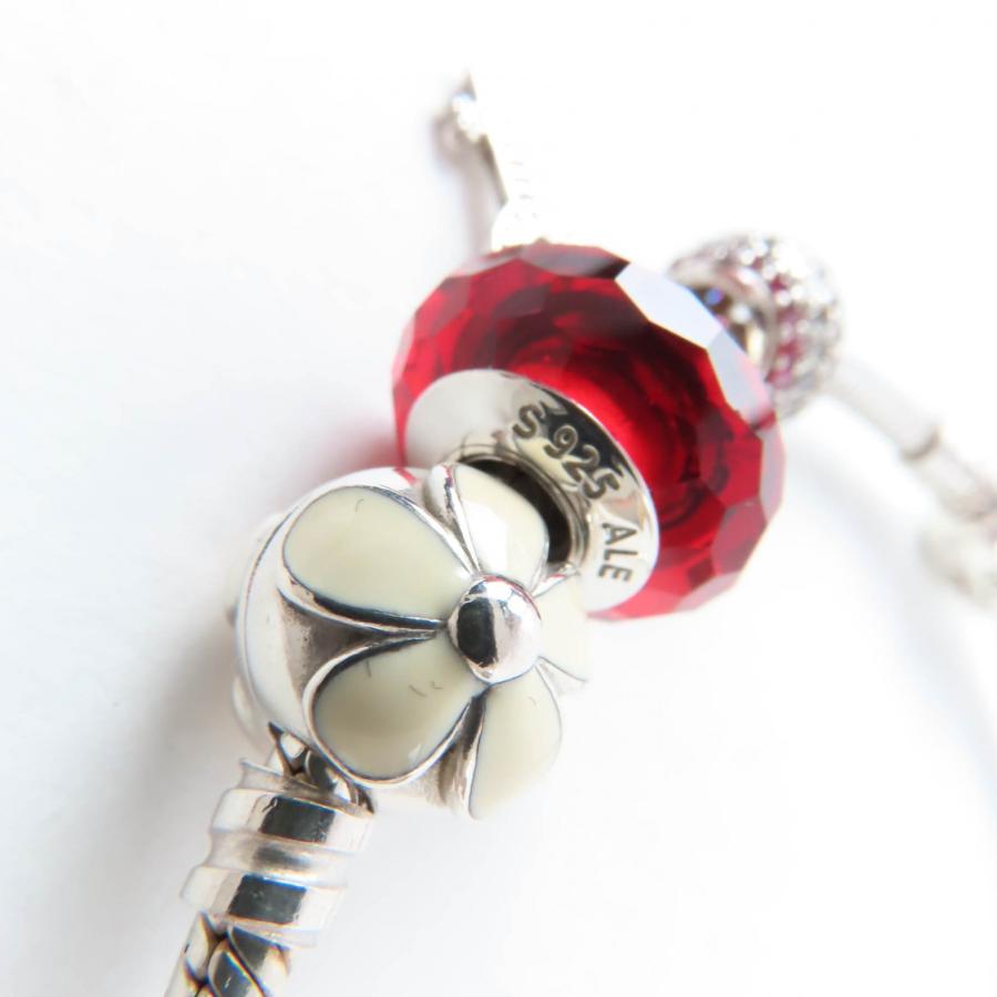 PANDORA パンドラ ALE 925 3点チャーム 革紐 豚 ブレスレット 美品☆PANDORA パンドラ 925 ブレスレット レザーダブルブレスレット