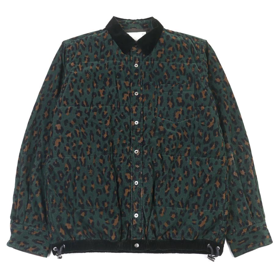 美品○Sacai サカイ 19AW 19-02053M HAVEN JACKET コットン100% レオパード 中綿 ジャケット グリーン系 2 日本製 正規品 メンズ sacai（サカイ） 美品○Sacai 19AW 19-02053M HAVEN JACKET コットン