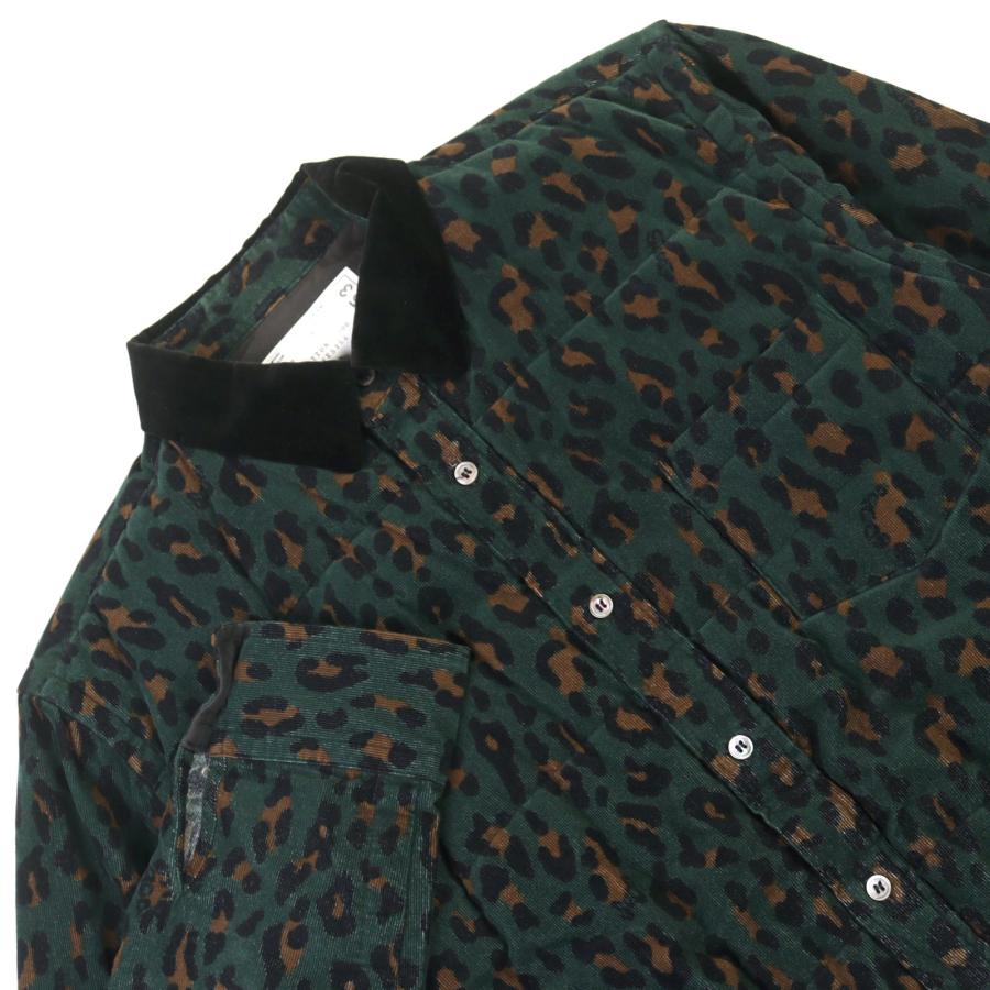 美品○Sacai サカイ 19AW 19-02053M HAVEN JACKET コットン100% レオパード 中綿 ジャケット グリーン系 2 日本製 正規品 メンズ sacai（サカイ） 美品○Sacai 19AW 19-02053M HAVEN JACKET コットン