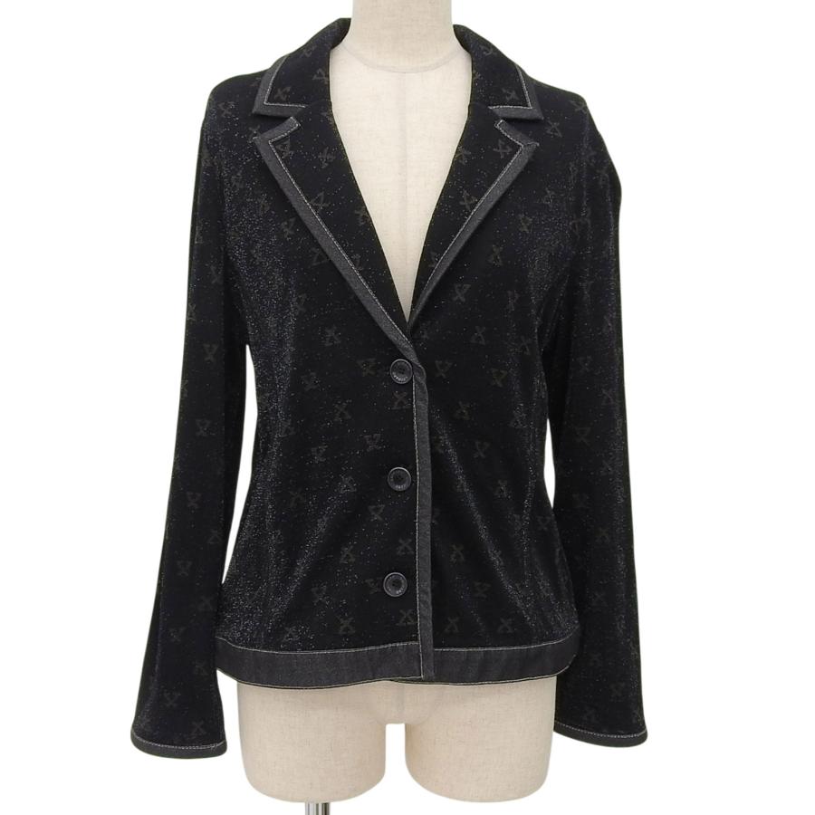 美品 レオナール シルク混　Ｌ　サマージャケット ロゴ総柄　花柄 シアー 極美品△LEONARD FASHION レオナール ファッション シルク混 ラメ ロゴ