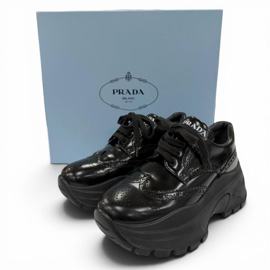 PRADA（プラダ） 美品☆PRADA ウィングチップ メダリオン レースアップ 