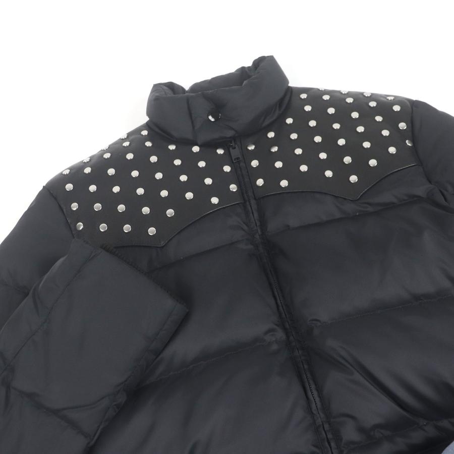 極美品□SAINT LAURENT PARIS サンローランパリ 2014年製 361791 エディ期 レザーヨーク スタッズ ダウンジャケット ブラック 48 イタリア製 メンズ 極美品□SAINT LAURENT PARIS サンローランパリ 2014年製 361791