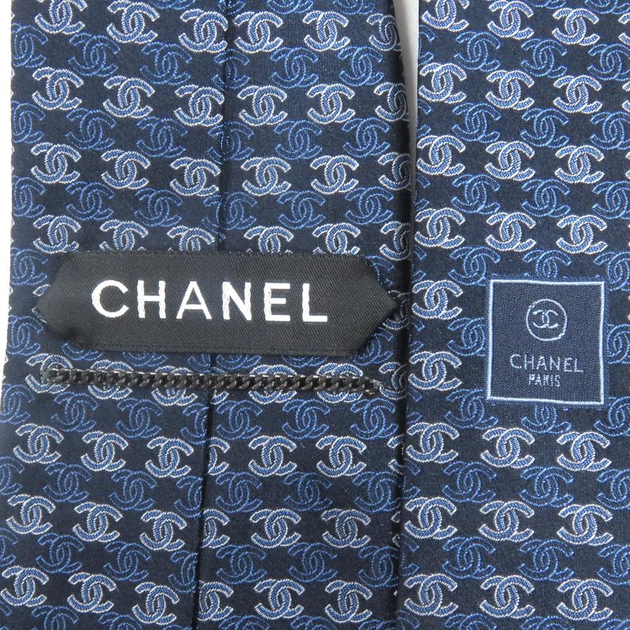 ★ CHANEL シャネル　ネクタイ　ブルー　ココマーク　総柄　現行品 CHANEL シャネル ネクタイ 良好 06A ブルー シルク100％ ココ