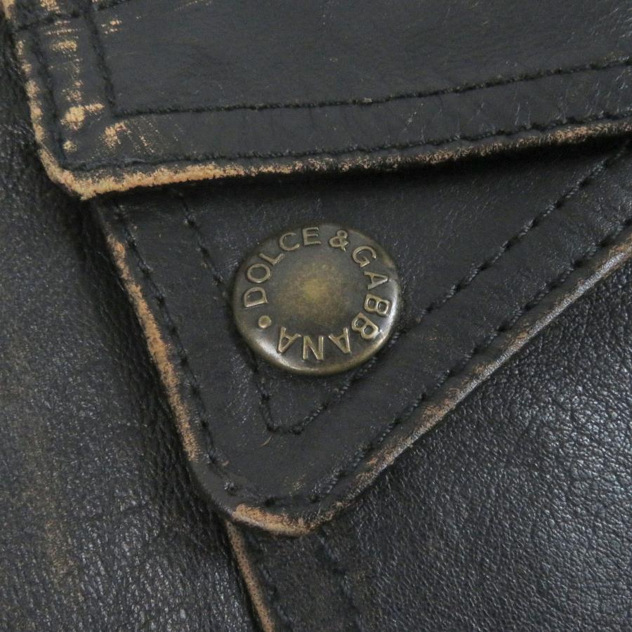 極美品□DOLCE&GABBANA ドルチェ＆ガッバーナ カンガルーレザー 黒タグ ヴィンテージ加工 ライダースジャケット 50 イタリア製 正規品 極美品□DOLCE&GABBANA ドルチェ＆ガッバーナ カンガルーレザー 黒タグ
