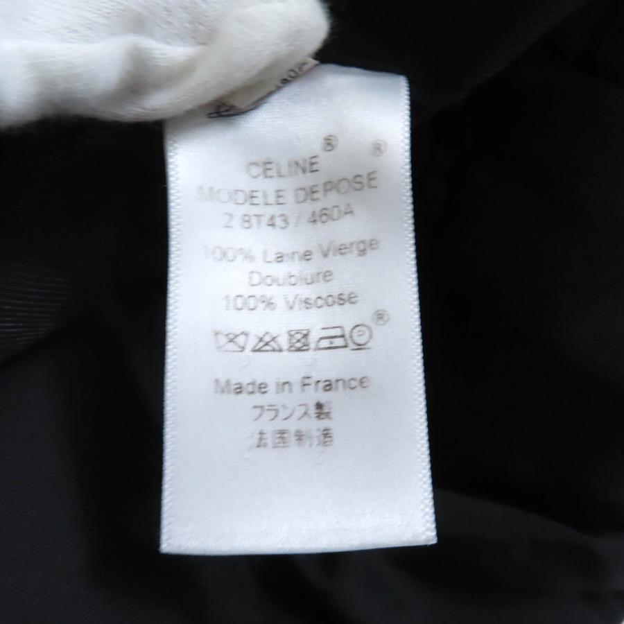 極美品★CELINE セリーヌ 2 8T43 460A ウール100% フロントオープン クロンビーコート ブラック 34 フランス製 正規品 レディースの画像
