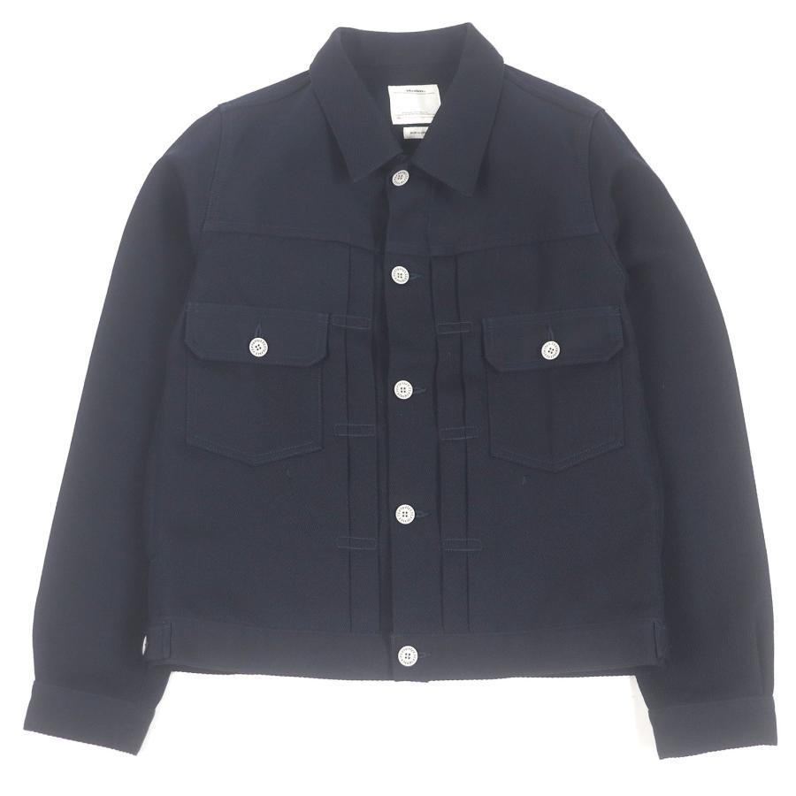 極美品□VISVIM ビズビム ウール リネン ディアスキン レザーパッチ カバーオール ブルゾンジャケット ネイビー 2 日本製 正規品 メンズ 極美品□VISVIM ビズビム ウール リネン ディアスキン レザーパッチ