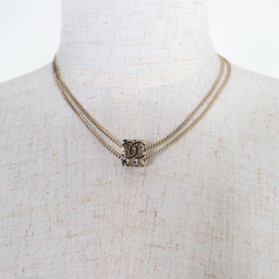 極美品☆CHANEL シャネル A22K ココマーク キューブ ネックレス ペンダント アクセサリー ゴールド イタリア製 重量15g レディースの画像