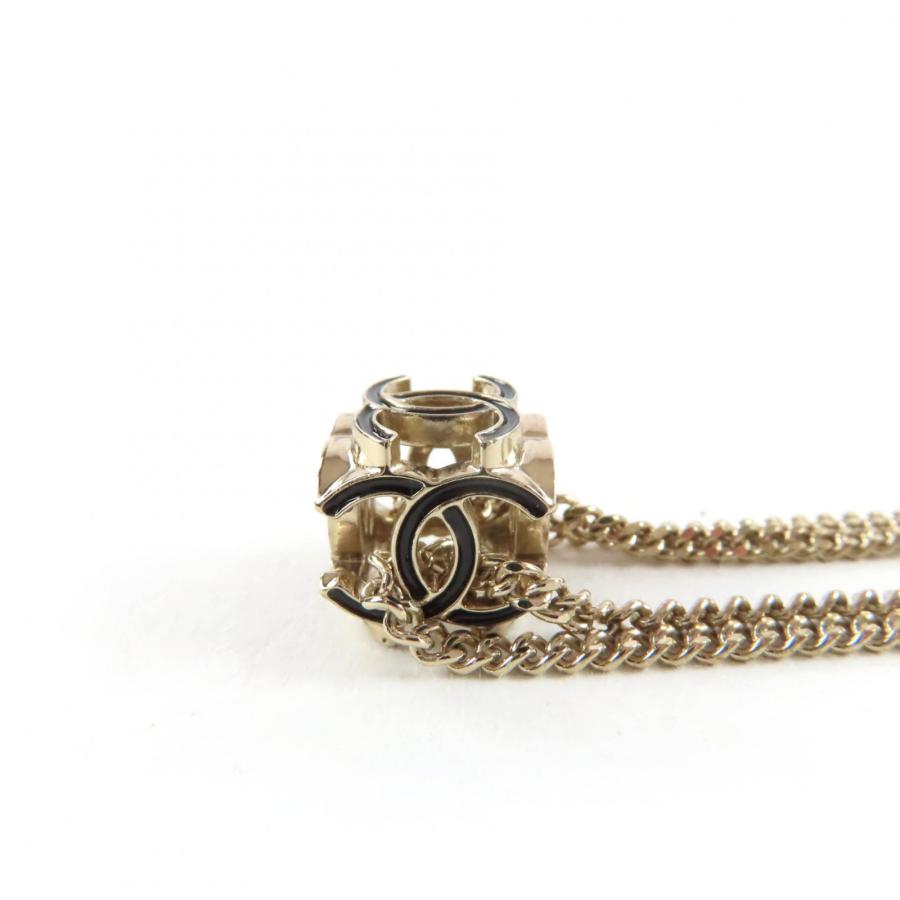 極美品☆CHANEL シャネル A22K ココマーク キューブ ネックレス ペンダント アクセサリー ゴールド イタリア製 重量15g レディースの画像