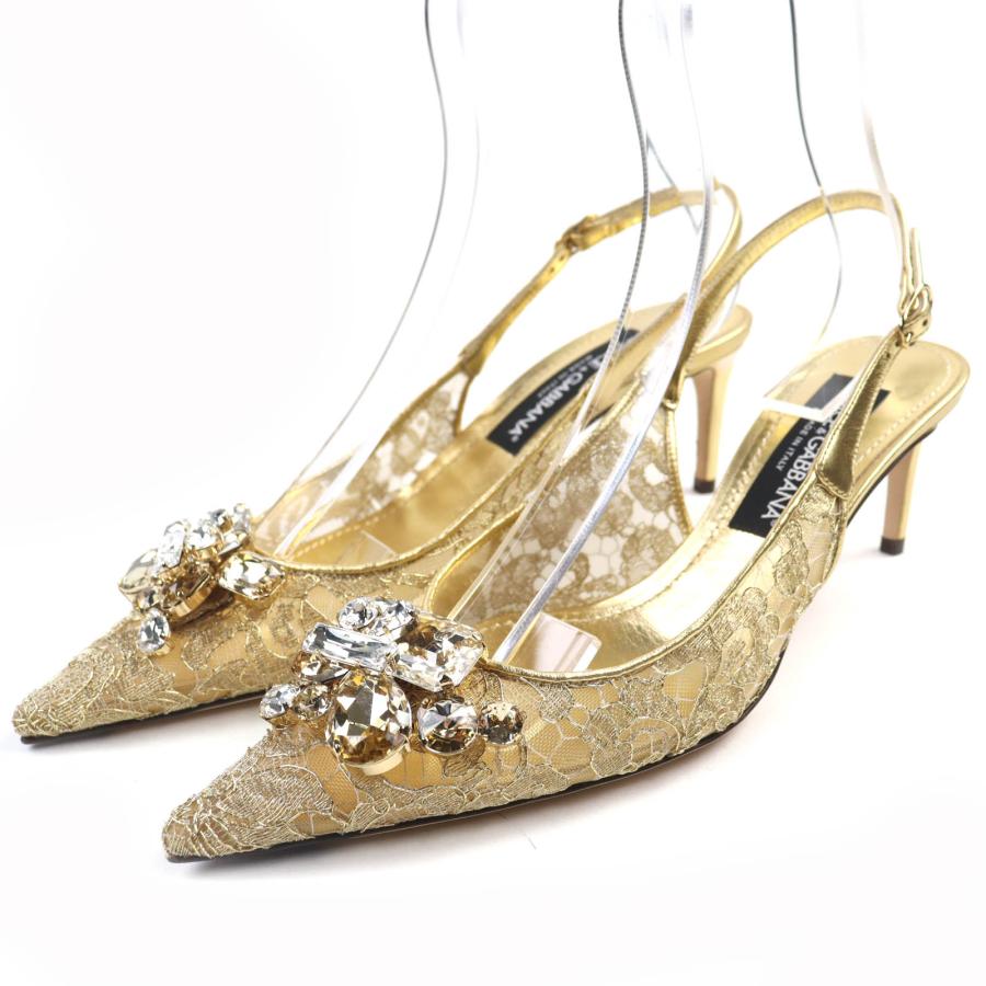 DOLCE&GABBANA ドルガバ　ビジュー　クリスタル　レース　パンプス　靴 未使用品◇ドルチェ＆ガッバーナ スリングバックパンプス レインボー
