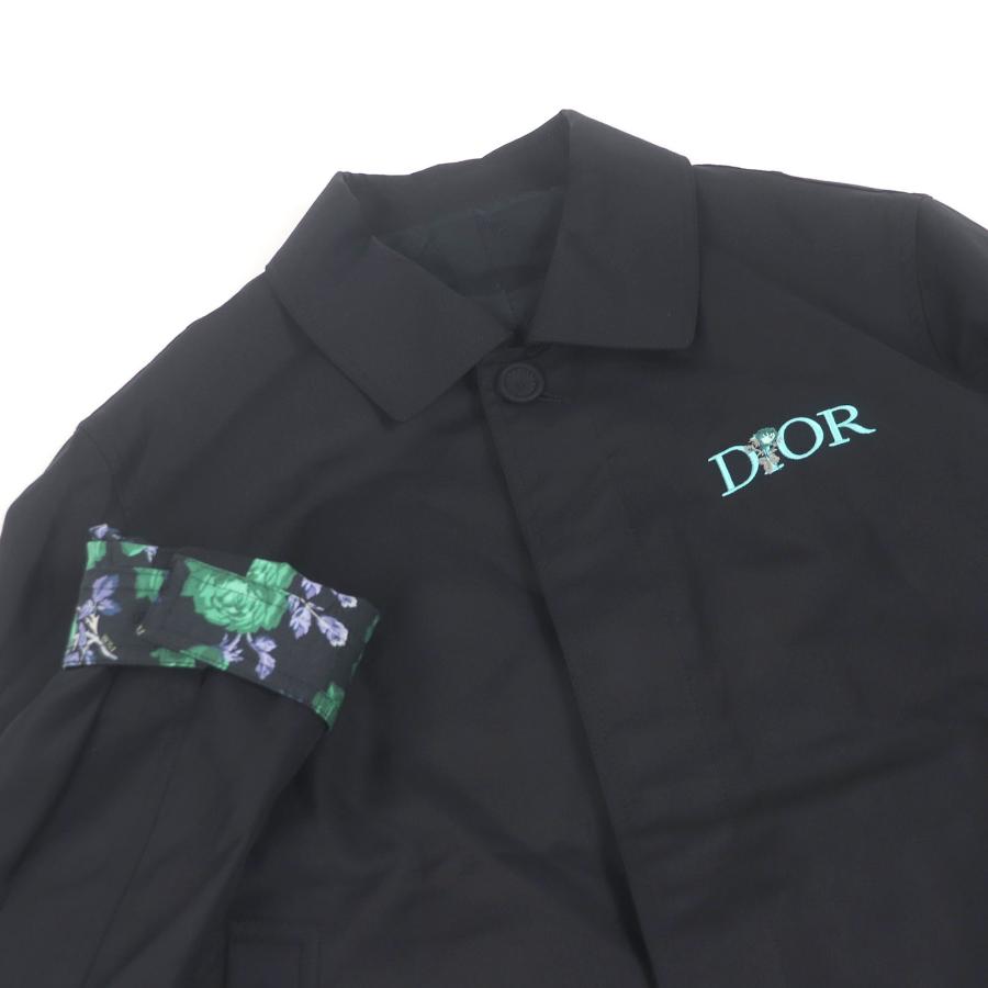 極美品□DIOR ディオール オム 293C440A4451 ジャルダン カプセルコレクション ロゴ刺繍 カバーオール ブルゾン 黒 48 イタリア製 正規品の画像