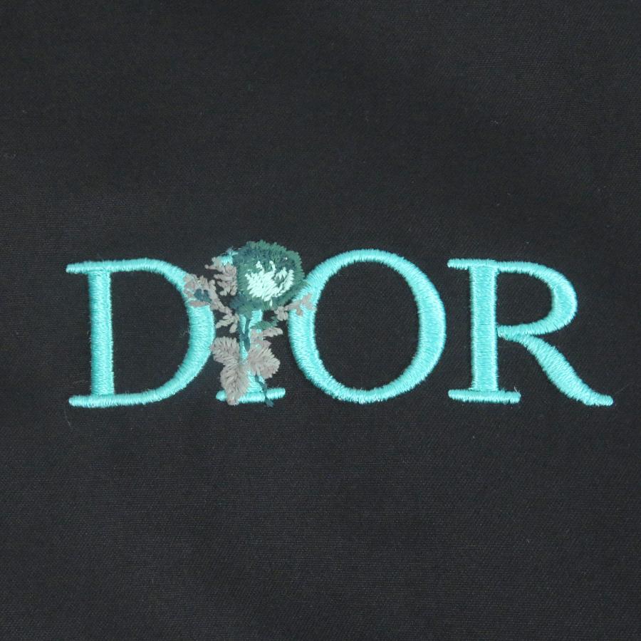 極美品□DIOR ディオール オム 293C440A4451 ジャルダン カプセルコレクション ロゴ刺繍 カバーオール ブルゾン 黒 48 イタリア製 正規品の画像