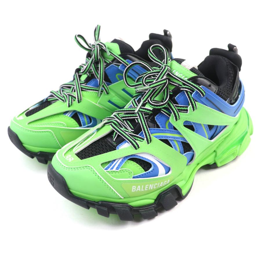 美品☆BALENCIAGA バレンシアガ 542436 TRACK TRAINERS レースアップ レザー ローカットスニーカー ライトグリーン 24.5 レディース 袋付 BALENCIAGA（バレンシアガ） 未使用品☆BALENCIAGA 542436 TRACK