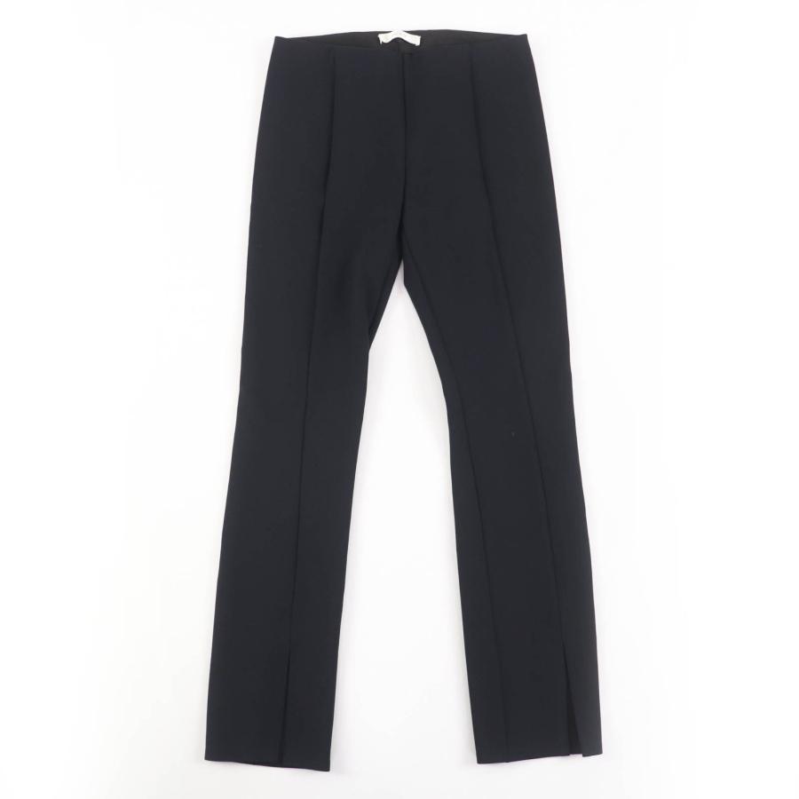 美品☆THE ROW ザロウ AF426 裾カットデザイン ストレッチ スリム パンツ ブラック XS 英国製 正規品 レディース 美品☆THE ROW ザロウ AF426 裾カットデザイン ストレッチ スリム