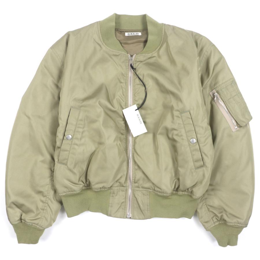 未使用品▼AURALEE オーラリー 25SS A25SB01AS HIGH DENSITY SILK TWILL FLIGHT シルク100% ZIPUP ブルゾン ボンバージャケット 1 正規品 未使用品▽AURALEE オーラリー 25SS A25SB01AS HIGH DENSITY SILK