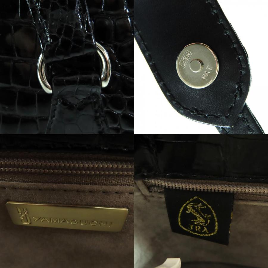 美品◇YAMAGUCHI ヤマグチ JRAタグ付き シャイニークロコダイルレザー