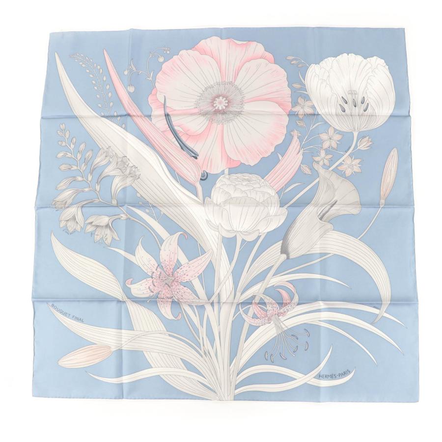 未使用品★HERMES エルメス 2025年製 カレ90 BOUQUET FINAL ブーケ・フィナル シルク100％ BLEU JEAN/ROSE PAL スカーフ 箱付き 仏製 HERMES（エルメス） 未使用品☆HERMES 2025年製 カレ90 BOUQUET FINAL