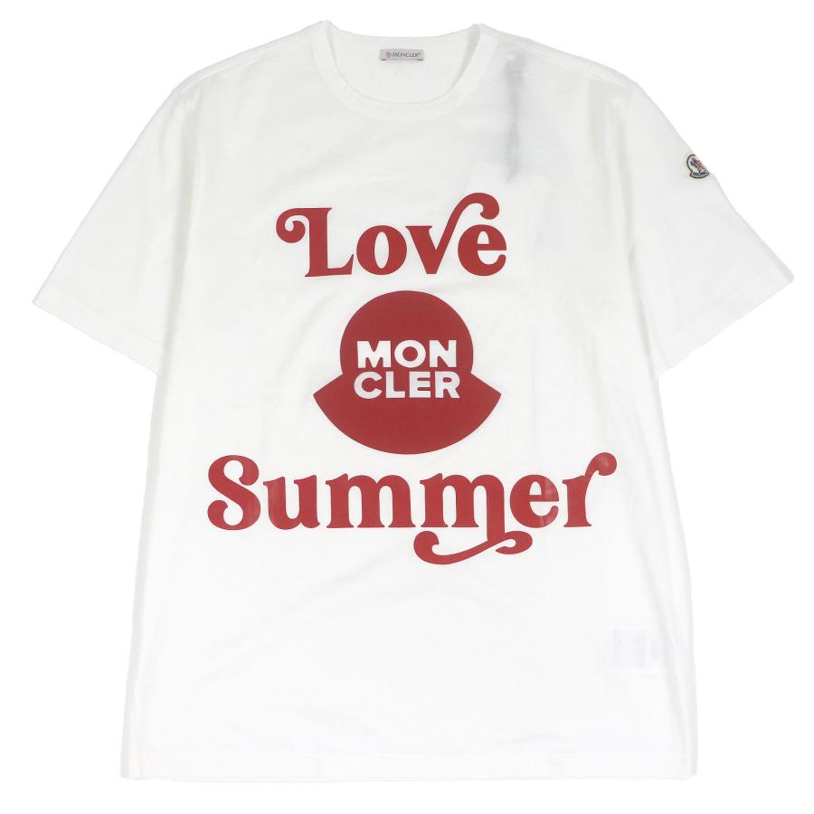 未使用品□MONCLER モンクレール 2020年製 MAGLIA T-SHIRT コットン100％ Love Summer ロゴプリント 半袖Ｔシャツ ホワイト L 正規品 MONCLER（モンクレール） 未使用品□MONCLER 2020年製 MAGLIA T-SHIRT