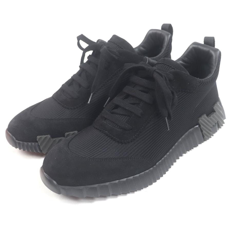 極美品□HERMES エルメス バウンシング スウェードレザー使い ローカットスニーカー ブラック 43 箱・保存袋付き イタリア製 メンズ HERMES（エルメス） 極美品□HERMES バウンシング スウェードレザー