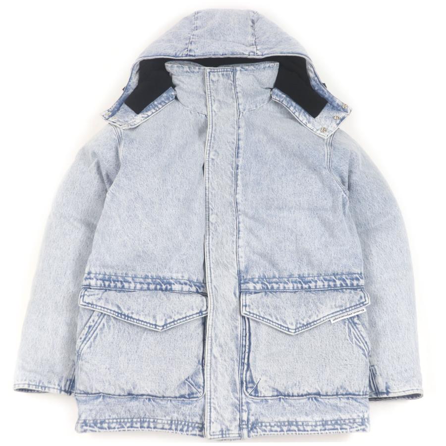 美品□Alexander Wang アレキサンダーワン UDC4222243 ライトウォッシュデニム フーデッド 中綿 パファージャケット ライトブルー XXS メンズ alexanderwang（アレキサンダー・ワン） 美品□Alexander Wang