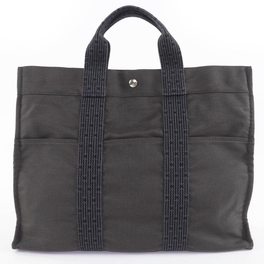 美品☆HERMES エルメス エールライン MM カデナ・鍵付 セリエ金具 キャンバス トートバッグ ハンドバッグ グレー フランス製 レディース HERMES（エルメス） 美品☆HERMES エールライン MM カデナ・鍵付
