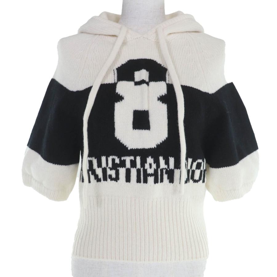 美品☆Christian Dior クリスチャンディオール 254S56AM121 ウール カシミヤ フード付 ニット パーカー アイボリー 40 イタリア製 正規品 レディース 美品☆Christian Dior クリスチャンディオール 254S56AM121 ウール
