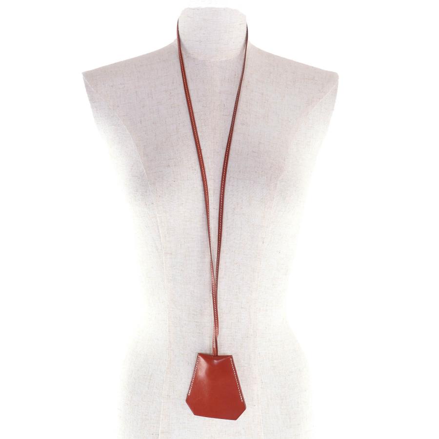 美品△HERMES エルメス ヴィンテージ レザー マルジェラ期 クロシェット ネックレス ブラウン □C刻印 フランス製 メンズ レディース HERMES（エルメス） 美品△HERMES ヴィンテージ レザー マルジェラ期