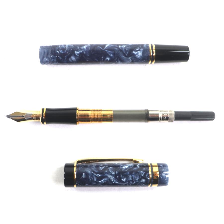 u*t様 【美品】パーカー万年筆 デュオフォールド 18K ブルーマーブル 極美品▽PARKER パーカー デュオ フォールド 18K マーブル ブルー