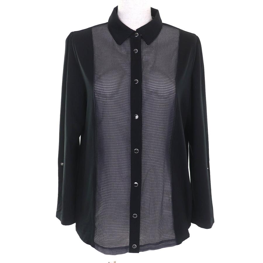 極美品△LEONARD SPORT レオナールスポーツ コットン ロゴスナップボタン 袖ロールアップ 長袖シャツ ブラック 40 日本製 正規品 極美品△LEONARD SPORT レオナールスポーツ コットン ロゴスナップ